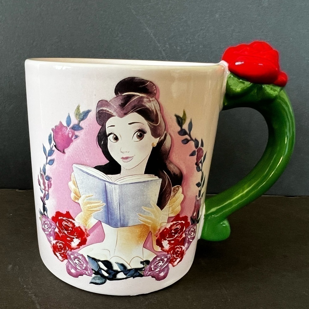 Disney Princess Belle Dreams in Bloom Roses Handle Large Ceramic Mug 20oz